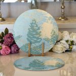 - Supla2li-8546-Gorsel1 - Realhomes  Realhomes Renkli Zemin Üzerinde Gold Detaylı Mermer Desenli Modern 2'li Yuvarlak Servis Altlığı - Supla Realhomes