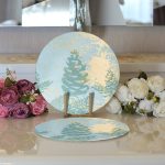 - Supla2li-8546-Gorsel3 - Realhomes  Realhomes Renkli Zemin Üzerinde Gold Detaylı Mermer Desenli Modern 2'li Yuvarlak Servis Altlığı - Supla Realhomes