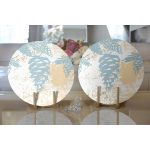 - Supla2li-8547-Gorsel2 - Realhomes Realhomes Renkli Zemin Üzerinde Gold Detaylı Mermer Desenli Modern 2'li Yuvarlak Servis Altlığı - Supla Realhomes