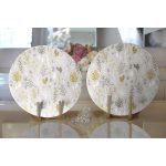 Realhomes Renkli Zemin Üzerinde Yaprak Desenli Dijital Baskılı Modern 2'li Yuvarlak Servis Altlığı - Supla Realhomes