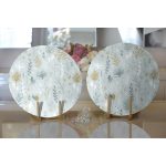 - Supla2li-8556-Gorsel2 - Realhomes  Realhomes Renkli Zemin Üzerinde Yaprak Desenli Dijital Baskılı Modern 2'li Yuvarlak Servis Altlığı - Supla Realhomes