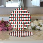 - Supla2li-8558-Gorsel3 - Realhomes Realhomes Beyaz Zemin Üzerinde Bordo Ve Yeşil Ekose Desenli Modern 2'li Yuvarlak Servis Altlığı - Supla Realhomes