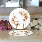 Realhomes Beyaz Zemin Üzerinde Rengarenk Çiçek Desenli 2'li Yuvarlak Servis Altlığı - Supla Realhomes