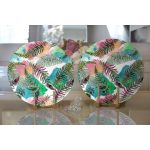 Realhomes Beyaz Zemin Üzerinde Renkli Soyut Çizimli Yaprak Desenli 2'li Yuvarlak Servis Altlığı - Supla Realhomes