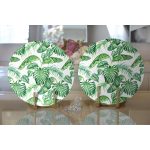 - Supla2li-8563-Gorsel2 - Realhomes  Realhomes Beyaz Zemin Üzerinde Yeşil Yaprak Desenli 2'li Yuvarlak Servis Altlığı - Supla Realhomes