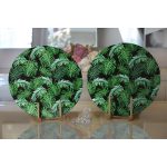 - Supla2li-8565-Gorsel2 - Realhomes Realhomes Siyah Zemin Üzerinde Yeşil Yaprak Desenli 2'li Yuvarlak Servis Altlığı - Supla Realhomes