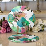 - Supla2li-8566-Gorsel1 - Realhomes Realhomes Beyaz Zemin Üzerinde Renkli Soyut Desenli 2'li Yuvarlak Servis Altlığı - Supla Realhomes