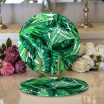 - Supla2li-8569-Gorsel1 - Realhomes Realhomes Beyaz Zemin Üzerinde Yeşil Yaprak Desenli 2'li Yuvarlak Servis Altlığı - Supla Realhomes