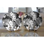 - Supla2li-8572-Gorsel2 - Realhomes Realhomes Siyah Zeminli Beyaz Çiçek Desenli Dijital Baskılı Modern 2'li Yuvarlak Servis Altlığı - Supla Realhomes