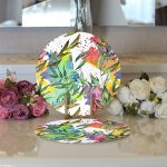 - Supla2li-8575-Gorsel3 - Realhomes Realhomes Beyaz Zemin Üzerinde Renkli Soyut Desenli 2'li Yuvarlak Servis Altlığı - Supla Realhomes