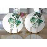 - Supla2li-8578-Gorsel2 - Realhomes Realhomes Beyaz Zemin Üzerinde Yaprak Desenli Dijital Baskılı Modern 2'li Yuvarlak Servis Altlığı - Supla Realhomes