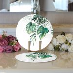 - Supla2li-8578-Gorsel3 - Realhomes Realhomes Beyaz Zemin Üzerinde Yaprak Desenli Dijital Baskılı Modern 2'li Yuvarlak Servis Altlığı - Supla Realhomes