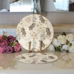 - Supla2li-8579-Gorsel3 - Realhomes Realhomes Pastel Zeminli Renkli Yaprak Desenli Dijital Baskılı Modern 2'li Yuvarlak Servis Altlığı - Supla Realhomes