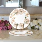 Realhomes Beyaz Zemin Üzerinde Çiçek Desenli Dijital Baskılı Modern 2'li Yuvarlak Servis Altlığı - Supla Realhomes