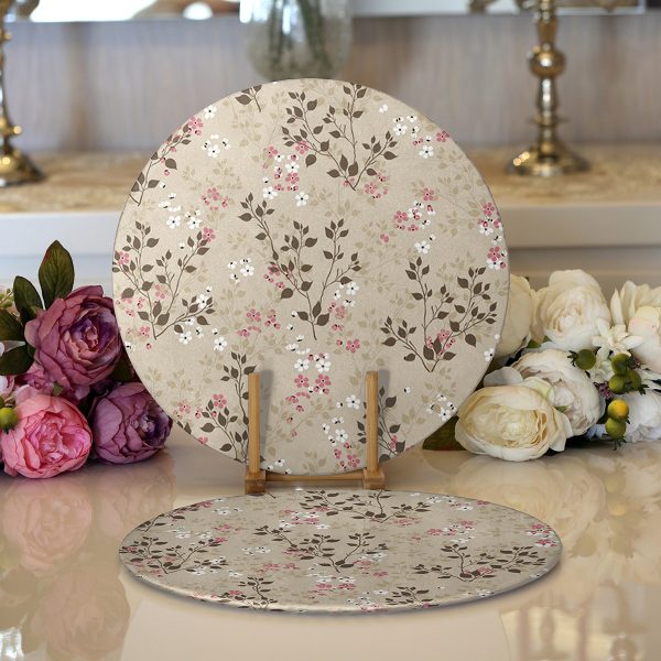 - Supla2li-8592-Gorsel1 - Realhomes  Realhomes Lacivert Kot Zemin Üzerinde Dijital Baskılı Modern 2'li Yuvarlak Servis Altlığı - Supla Realhomes