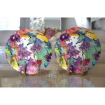 Realhomes Beyaz Zemin Üzerinde Rengarenk Soyut Çizimli Çiçek Desenli 2'li Yuvarlak Servis Altlığı - Supla Realhomes