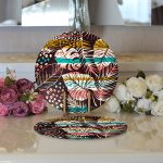 - Supla2li-8601-Gorsel3 - Realhomes Realhomes Siyah Zemin Üzerinde Yaprak Desenli Dijital Baskılı Modern 2'li Yuvarlak Servis Altlığı - Supla Realhomes