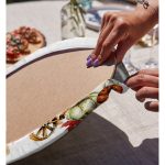 Realhomes Beyaz Zeminli Balkabağı Desenli Dijital Baskılı Modern 2'li Yuvarlak Servis Altlığı - Supla Realhomes