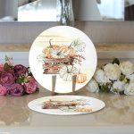 - Supla2li-8603-Gorsel3 - Realhomes Realhomes Beyaz Zeminli Balkabağı Desenli Dijital Baskılı Modern 2'li Yuvarlak Servis Altlığı - Supla Realhomes