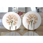 Realhomes Beyaz Zemin Üzerinde Çiçek Desenli Dijital Baskılı Modern 2'li Yuvarlak Servis Altlığı - Supla Realhomes