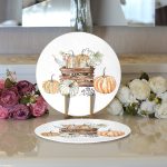 Realhomes Beyaz Zeminli Balkabağı Desenli Dijital Baskılı Modern 2'li Yuvarlak Servis Altlığı - Supla Realhomes