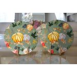 - Supla2li-8608-Gorsel2 - Realhomes Realhomes Renkli Zeminli Bal Kabağı Desenli Dijital Baskılı Modern 2'li Yuvarlak Servis Altlığı - Supla Realhomes