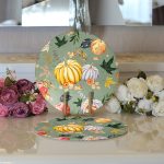 - Supla2li-8608-Gorsel3 - Realhomes Realhomes Renkli Zeminli Bal Kabağı Desenli Dijital Baskılı Modern 2'li Yuvarlak Servis Altlığı - Supla Realhomes