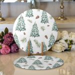 - Supla2li-8609-Gorsel1 - Realhomes  Realhomes Beyaz Zemin Üzerinde Çamağacı Desenli Dijital Baskılı Modern 2'li Yuvarlak Servis Altlığı - Supla Realhomes