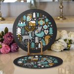 - Supla2li-8622-Gorsel1 - Realhomes Realhomes Pastel Zemin Üzerinde Yılbaşı Desenli Dijital Baskılı Modern 2'li Yuvarlak Servis Altlığı - Supla Realhomes