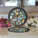 - Supla2li-8622-Gorsel3 - Realhomes Realhomes Pastel Zemin Üzerinde Yılbaşı Desenli Dijital Baskılı Modern 2'li Yuvarlak Servis Altlığı - Supla Realhomes