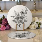 - Supla2li-8623-Gorsel1 - Realhomes Realhomes Pastel Zemin Üzerinde Çiçek Desenli Dijital Baskılı Modern 2'li Yuvarlak Servis Altlığı - Supla Realhomes