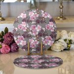 - Supla2li-8625-Gorsel1 - Realhomes Realhomes Rengarenk Zemin Üzerinde Çiçek Desenli Dijital Baskılı Modern 2'li Yuvarlak Servis Altlığı - Supla Realhomes