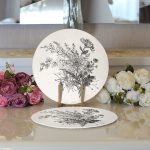 Realhomes Rengarenk Zemin Üzerinde Çiçek Desenli Dijital Baskılı Modern 2'li Yuvarlak Servis Altlığı - Supla Realhomes