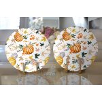 - Supla2li-8630-Gorsel2 - Realhomes  Realhomes Beyaz Zeminli Bal Kabağı Desenli Dijital Baskılı Modern 2'li Yuvarlak Servis Altlığı - Supla Realhomes