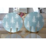 Realhomes Renkli Zemin Üzerinde Beyaz Çam Ağacı Desenli Dijital Baskılı Modern 2'li Yuvarlak Servis Altlığı - Supla Realhomes