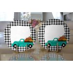 Realhomes Ekose Çerçeveli Bal Kabaklı Araba Dijital Baskılı Modern 2'li Yuvarlak Servis Altlığı - Supla Realhomes