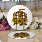 - Supla2li-8637-Gorsel1 - Realhomes Realhomes Beyaz Emin Üzerinde Ayçiçek Desenli Balkabağı Dijital Baskılı Modern 2'li Yuvarlak Servis Altlığı - Supla Realhomes