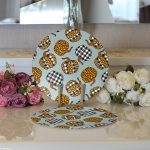 - Supla2li-8638-Gorsel3 - Realhomes Realhomes Pastel Zeminli Ekoseli Balkabağı Dijital Baskılı Modern 2'li Yuvarlak Servis Altlığı - Supla Realhomes