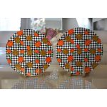 - Supla2li-8639-Gorsel2 - Realhomes Realhomes Siyah Beyaz Ekose Üzerinde Renkli Balkabağı Desenli 2'li Yuvarlak Servis Altlığı - Supla Realhomes