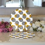 - Supla2li-8640-Gorsel3 - Realhomes Realhomes Beyaz Zemin Üzerinde Ekose Desenli Balkabak Motifli 2'li Yuvarlak Servis Altlığı - Supla Realhomes