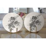 Realhomes Pastel Zemin Üzerinde Çiçek Desenli Dijital Baskılı Modern 2'li Yuvarlak Servis Altlığı - Supla Realhomes