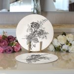 Realhomes Pastel Zemin Üzerinde Çiçek Desenli Dijital Baskılı Modern 2'li Yuvarlak Servis Altlığı - Supla Realhomes