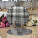 Realhomes Beyaz Zeminli Siyah Zebra Desenli Dijital Baskılı Modern 2'li Yuvarlak Servis Altlığı - Supla Realhomes