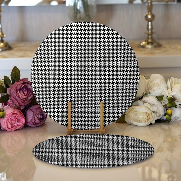 Realhomes Beyaz Zeminli Siyah Zebra Desenli Dijital Baskılı Modern 2'li Yuvarlak Servis Altlığı - Supla Realhomes