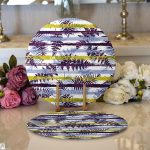 - Supla2li-8643-Gorsel1 - Realhomes Realhomes Beyaz Zemin Üzerinde Renkli Çizgi Desenli 2'li Yuvarlak Servis Altlığı - Supla Realhomes