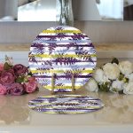 - Supla2li-8643-Gorsel3 - Realhomes Realhomes Beyaz Zemin Üzerinde Renkli Çizgi Desenli 2'li Yuvarlak Servis Altlığı - Supla Realhomes