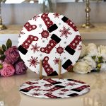 - Supla2li-8647-Gorsel1 - Realhomes Realhomes Beyaz Zemin Üzerinde Ekoseli Kartanesi Desenli Modern 2'li Yuvarlak Servis Altlığı - Supla Realhomes