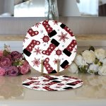 - Supla2li-8647-Gorsel3 - Realhomes Realhomes Beyaz Zemin Üzerinde Ekoseli Kartanesi Desenli Modern 2'li Yuvarlak Servis Altlığı - Supla Realhomes