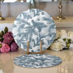 - Supla2li-8651-Gorsel1 - Realhomes Realhomes Beyaz Zemin Üzerinde Renkli Çam Yaprağı Desenli Modern 2'li Yuvarlak Servis Altlığı - Supla Realhomes