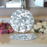 - Supla2li-8651-Gorsel3 - Realhomes Realhomes Beyaz Zemin Üzerinde Renkli Çam Yaprağı Desenli Modern 2'li Yuvarlak Servis Altlığı - Supla Realhomes